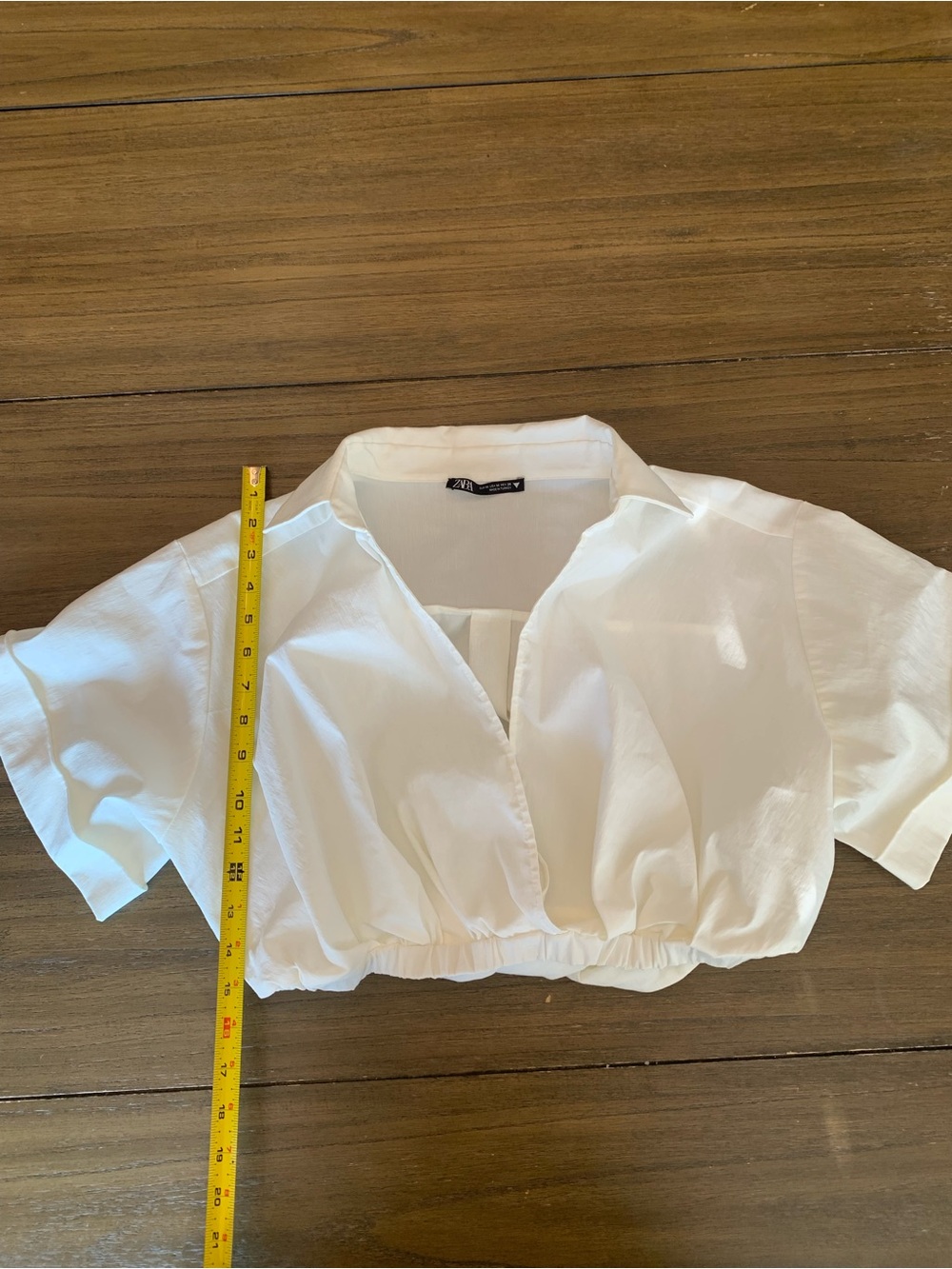 Zara White Cropped Collared Top - Picture 1 of 2